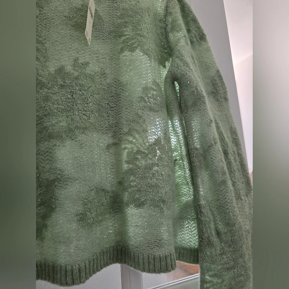 ANTHROPOLOGIE Feminine Mint Green Floral Brocade Fancy Knit Sweater NWT SRP$118